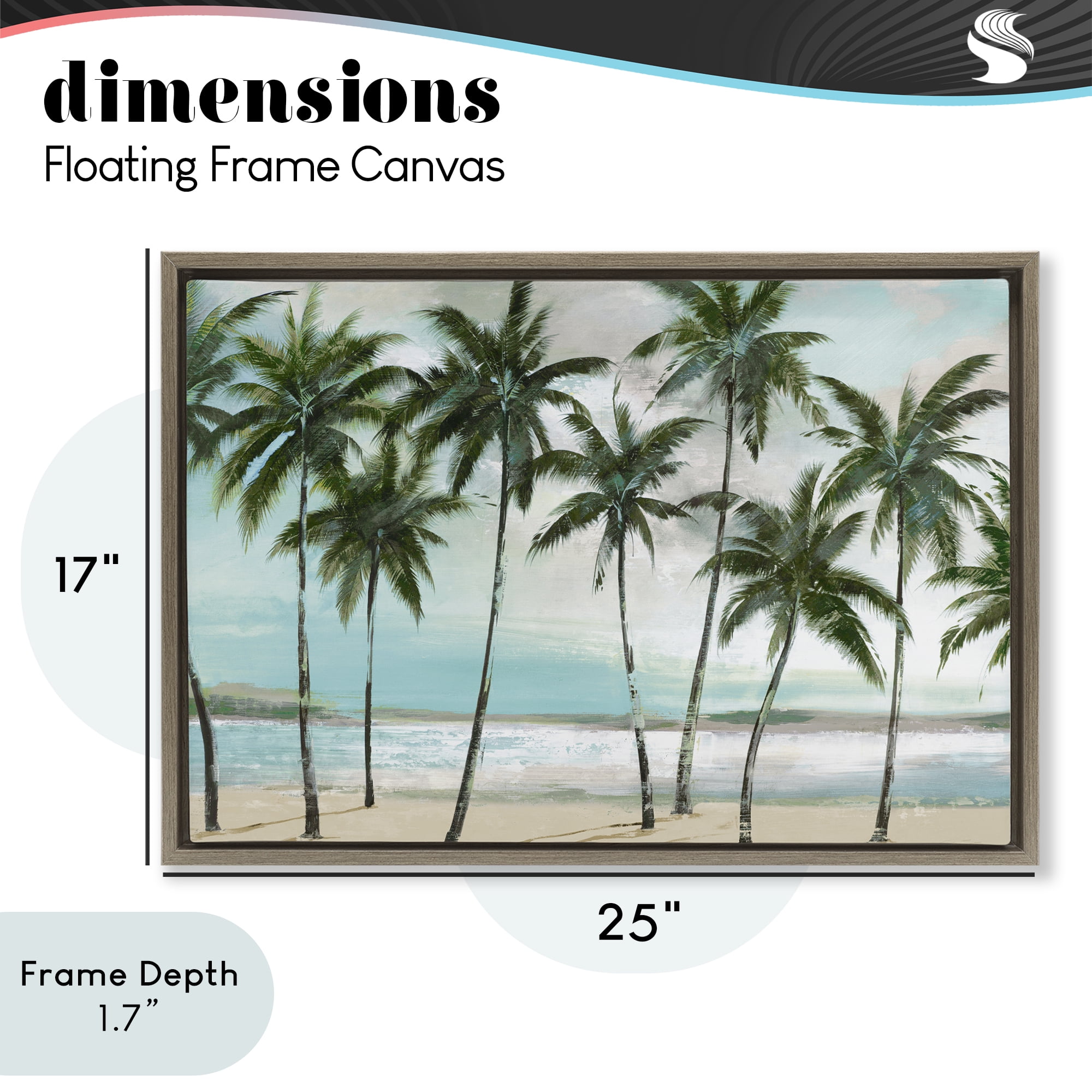 Stupell Industries Palms in A Row Coastal Brown Framed Floater Canvas Wall Art, design by Lorenzo Collective