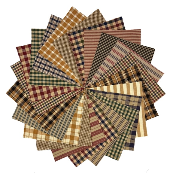 40  Primitive Plaids Homespun Cotton Fabric 6" x 6" Precut Quilt Squares Charm Pack by JCS