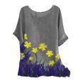 thumbnail image 1 of Mode Femme Été Ample Imprimé T-Shirt Col Rond Manches Courtes Hauts Blouse;Halloween;Action de Grâce;Noël;Travail;Maison;Quotidien;Casual;rendez-Vous;Anniversaire;Fête, 1 of 4