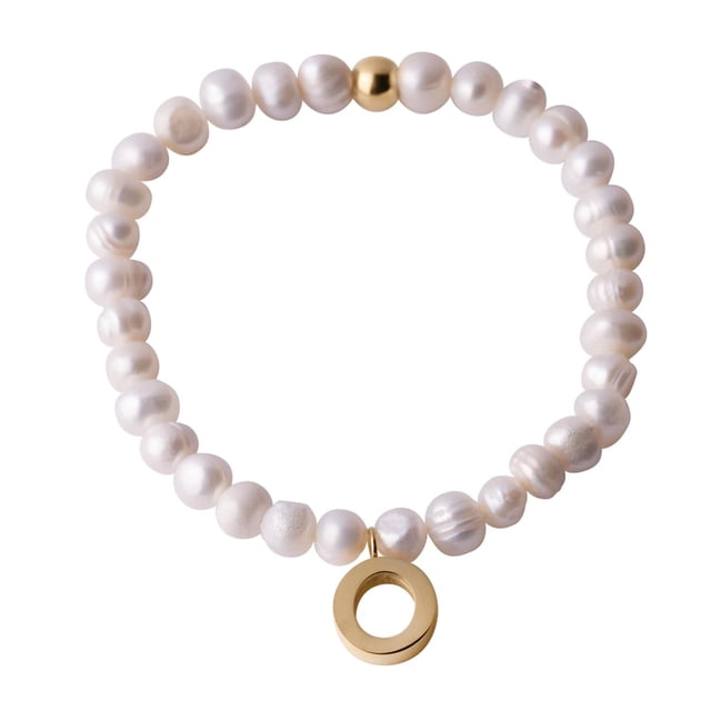 Pulseras Mujer de Perlas con Iniciales Oro 18k LuckyLy, Modelo Galia blanco UNITALLA