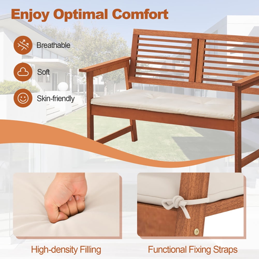 Aimee Lii 2-Person Solid Wood Patio Bench with Backrest and Cushion, Outdoor Patio Furniture Aimee Lii 2-Person Solid Wood Patio Bench with Backrest and Cushion, Outdoor Patio Furniture