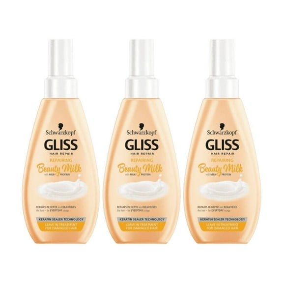 Schwarzkopf Gliss Hair Repairing Beauty Milk Protein Spray Care 150 ml 3 Pack