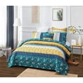 thumbnail image 2 of DaDa Bedding Bohemian Patchwork Bed of Wild Flowers Floral Gardenia Green Bedspread Set (JHW-886), 2 of 9