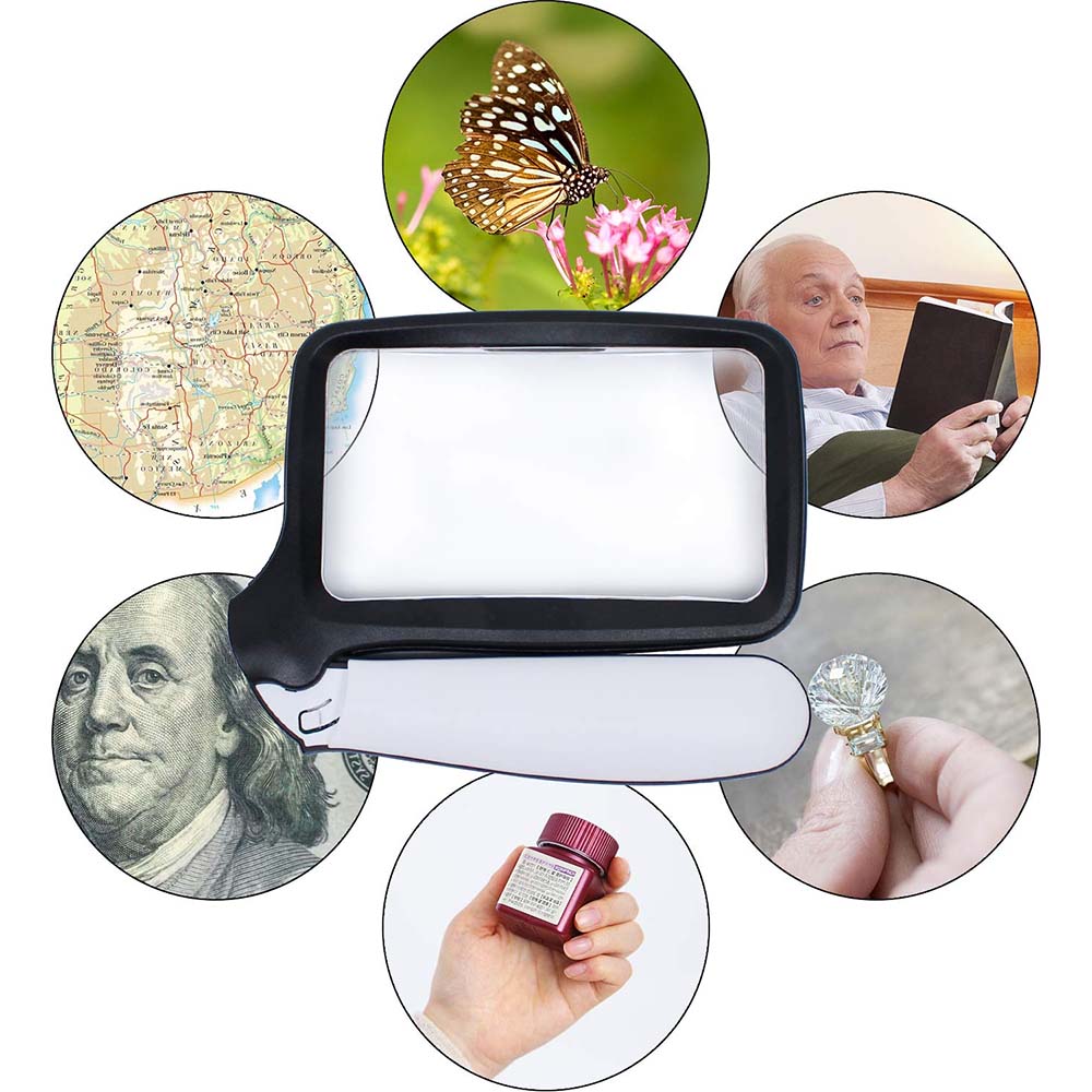 Jumbo Size Magnifying Glass Wide Horizontal Lens(2X Magnification) Shockproof Housing & Scratch