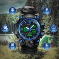 thumbnail image 2 of Reloj digital militar de supervivencia 23 en 1, pulsera táctica multifuncional y ajustable para hombre, relojes deportivos azules impermeables para exteriores con brújula y banda de paracord, 2 of 5