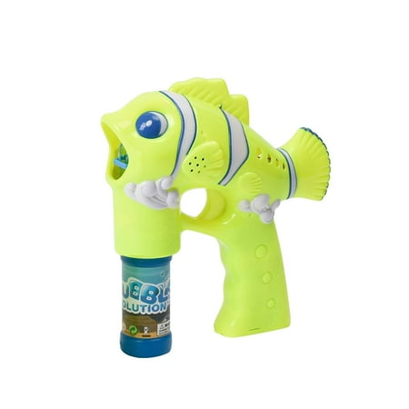 USToyOutlet Bubble Gun Shooter Light Up Bubble Blaster Clown Fish LED Flashing Lights  Extra Refill Bottle - Yellow