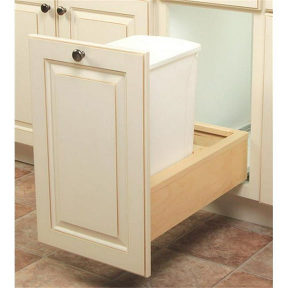 Feeny FEWUSC12.1.50 WH 50 qt. Soft Close Door Mount Waste Bins with Wood Surround, White - 11.25 x 23.31 in.