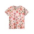 thumbnail image 3 of CCRFTGI Cute Shirts for Kids Girls 10-12 Short Sleeve Fruit Print Girls Clothes Tee Shirts Summer Casual Soft Lightweight Crew Neck Shirts Light pink 5-6 Years, 3 of 4