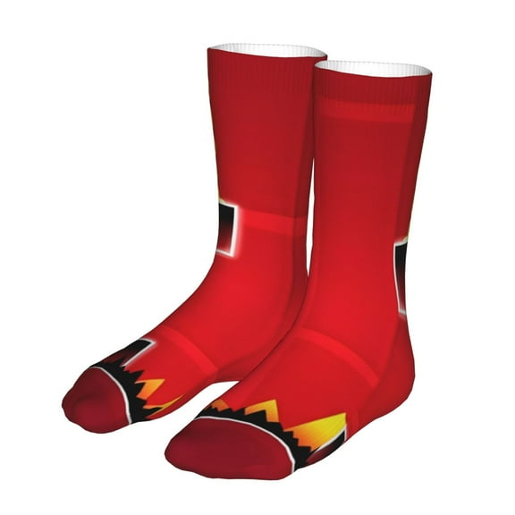 Lsque Geometry Dash Print Women's Men's Novelty 16in Crew Socks Cotton Socks Knee High Socks for Walking,Running,Nurses,Pregnancy