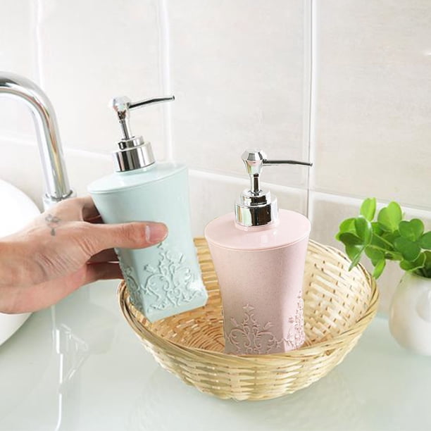 Botellas dispensadoras de gel de ducha, base de botella vacía con diseño europeo tallado, botellas de champú reenvasadas, montaje en pared, ideales para viajes, para baño, gran capacidad,