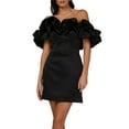 thumbnail image 2 of VISgogo, vestido de tubo de verano para mujer, minivestido ajustado con hombros descubiertos y volantes de Color sólido para mujer VISgogo  moda, 2 of 8