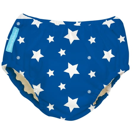 Charlie Banana Reusable Swim Diaper, White Stars Blue, Size
