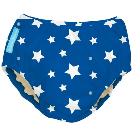 Curity Diaper - Charlie Banana Reusable Swim Diaper, White Stars Blue, Size Medium