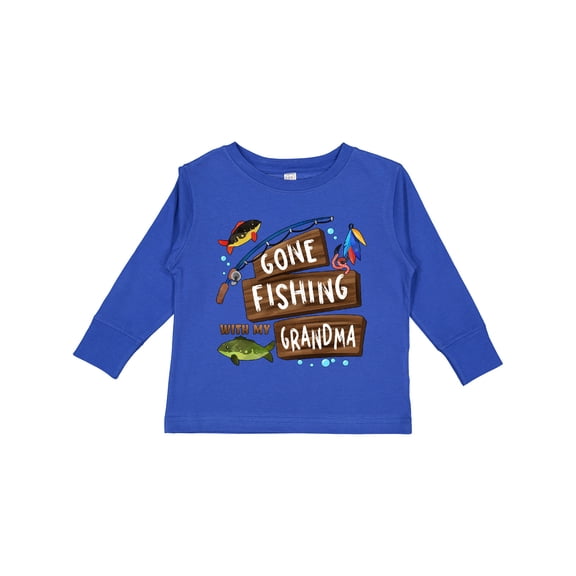 Inktastic Gone Fishing with My Grandma Boys or Girls Long Sleeve Toddler T-Shirt