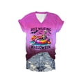 thumbnail image 3 of Women's Just Waiting for Halloween Skeleton Graphic Tee V Neck Short Sleeve Funny T Shirt, 3 of 3