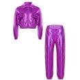 thumbnail image 1 of Doomiva Ensemble de Performance Jazz Moderne pour Garçons et Filles Vêtements de Danse de Rue Hip Hop 2 Pcs Violet 14, 1 of 5