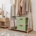 thumbnail image 2 of Fabric Storage Bins with Lids, Decorative Storage Boxes with PU Handles, Keepsake Memory box, Shelf Baskets for Closet, Sage Green, Large, 2-Pack, 2 of 7