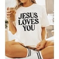 thumbnail image 3 of Jesus Loves You Shirt for Women Christian Faith Easter Inspirational Distressed Tee Ivory Shirt Adult Medium, 3 of 7