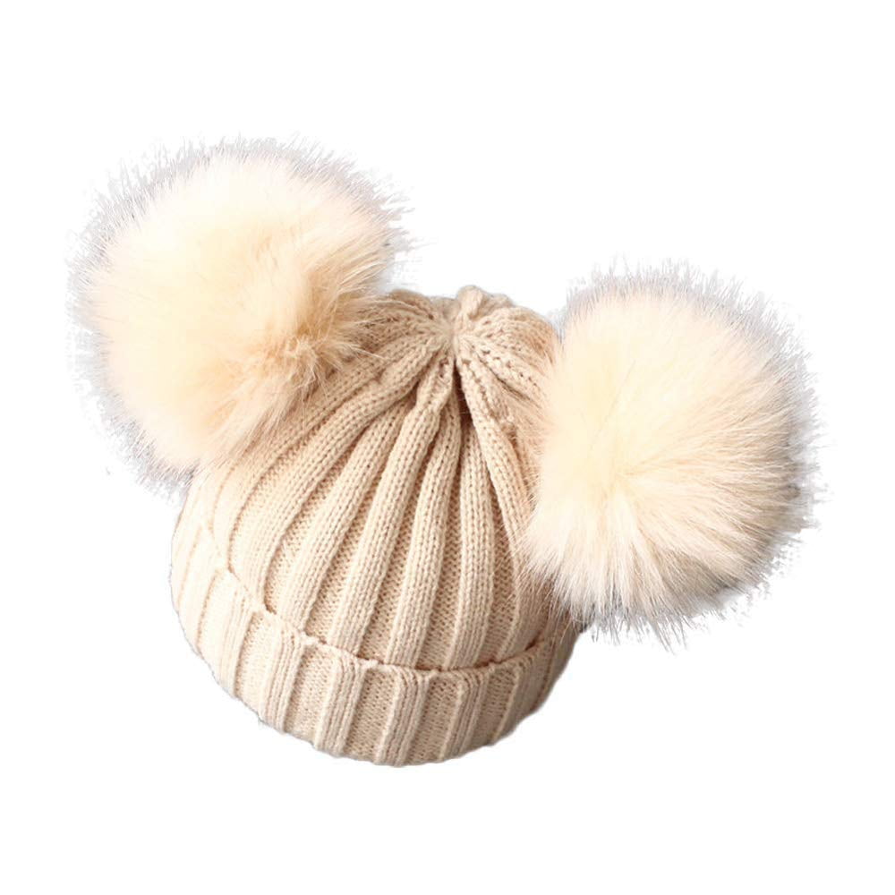 New Baby Boy Girl Kid Winter Hat Fur Pom Bobble Knit Crochet Beanie Cap Gift 