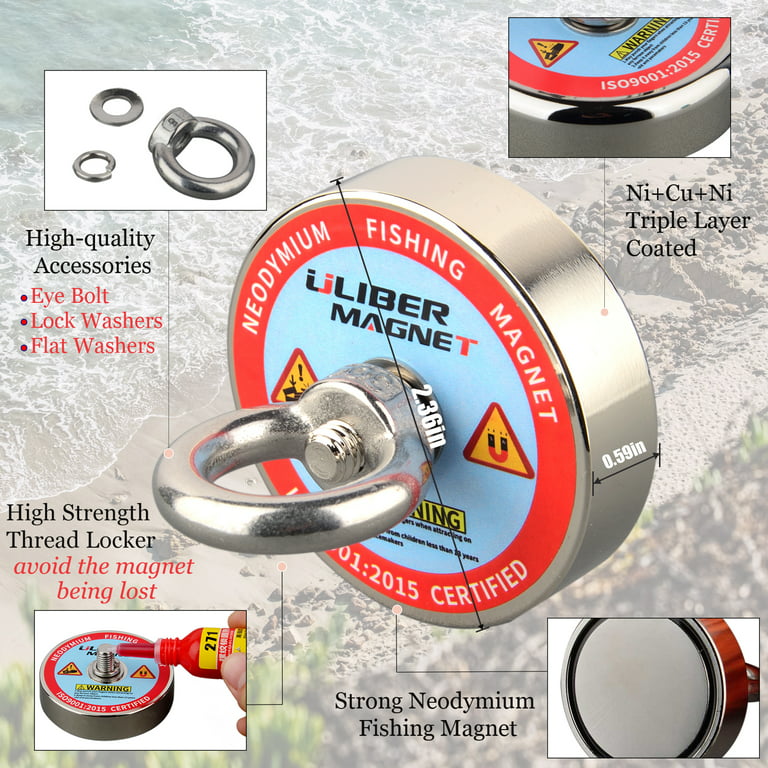 ULIBERMAGNET Fishing Magnet Kit,400LBS Strong Neodymium Magnet