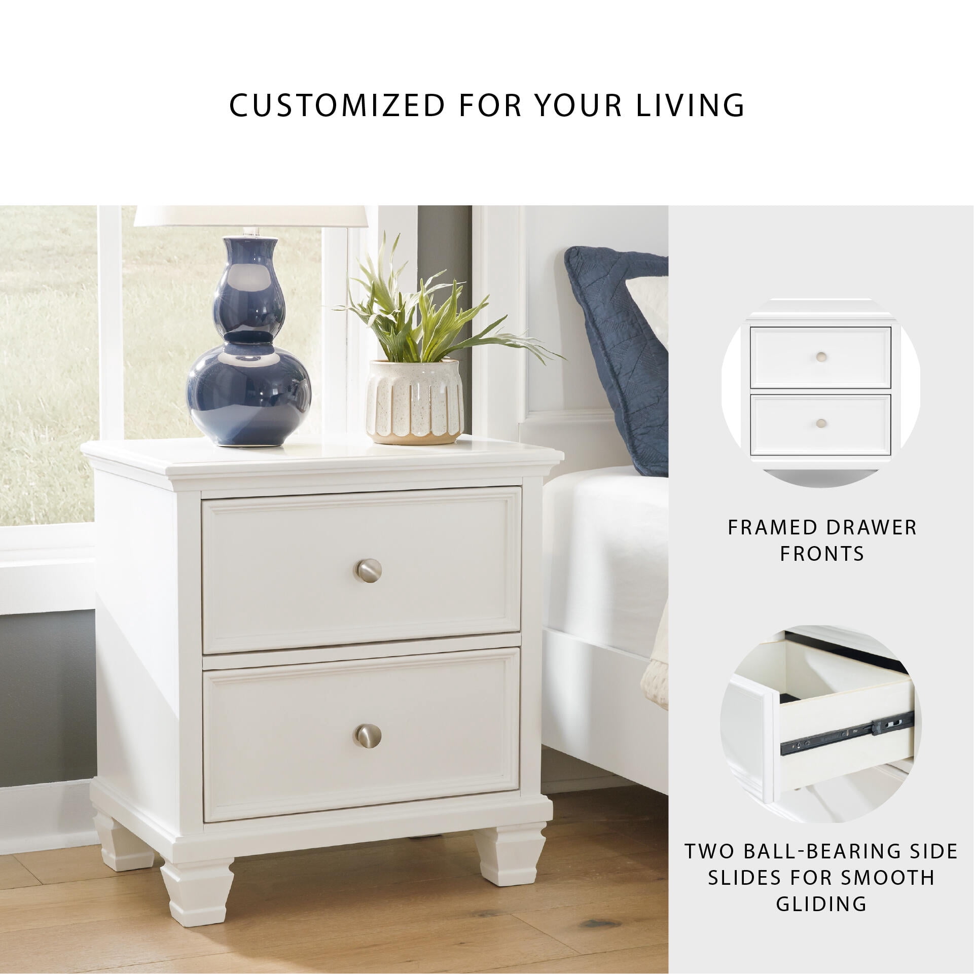 Signature Design by Ashley Casual Fortman 2 Drawer Nightstand, White