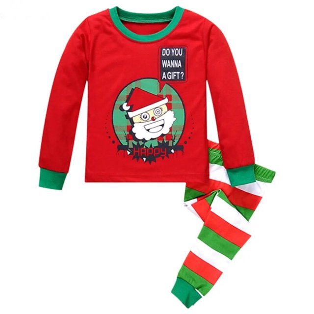 Pijamas para bebés y niñas, trajes de Navidad, 100% algodón, camiseta, pantalones, ropa de dormir, camisón, Tops X'mas