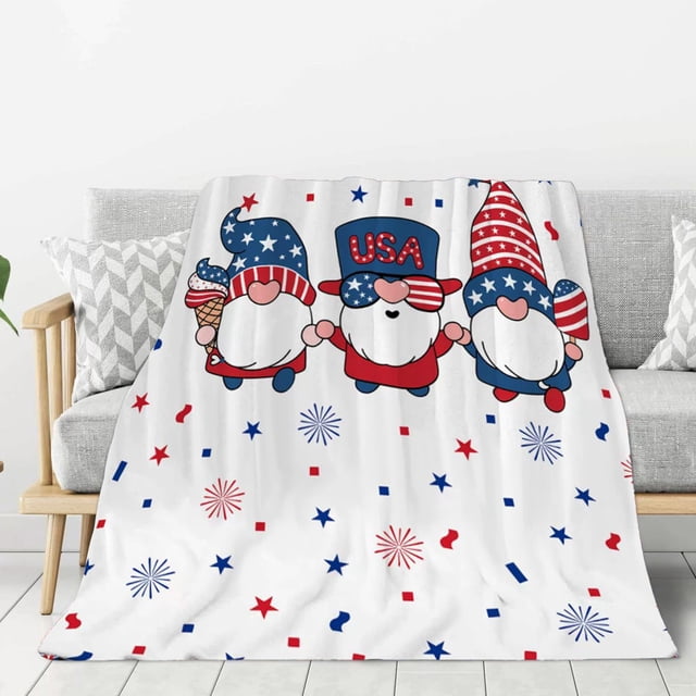 Dvkptbk flannel blanket Independence Day Blanket Party Blanket Flannel Bed Blanket USA Flag Day Themed Sofa Throw Blanket