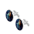thumbnail image 2 of Shark Men's Stainless Steel Cufflink Set for Dress Shirts - Formal Attire Essential, 2 of 6