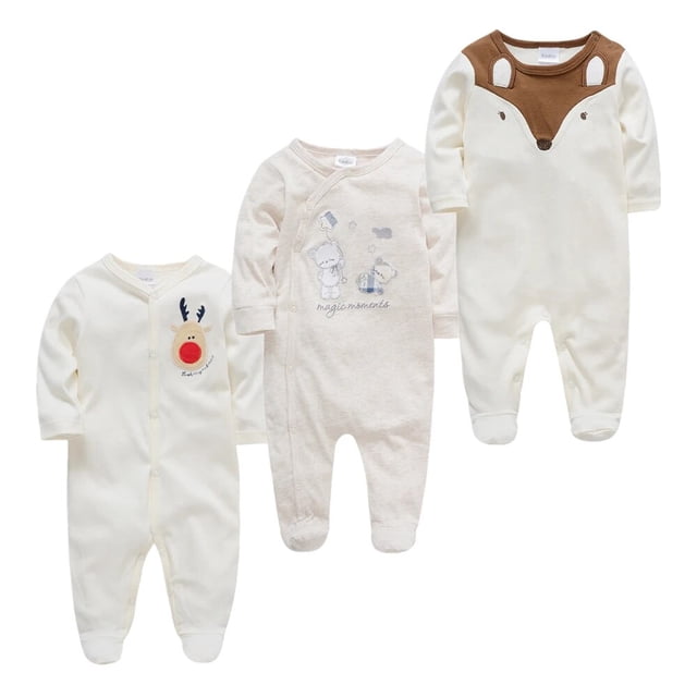 Ropa De dormir para bebé recién nacido, pijama De algodón con dibujos animados, De manga larga, para el hogar, 3 uds.