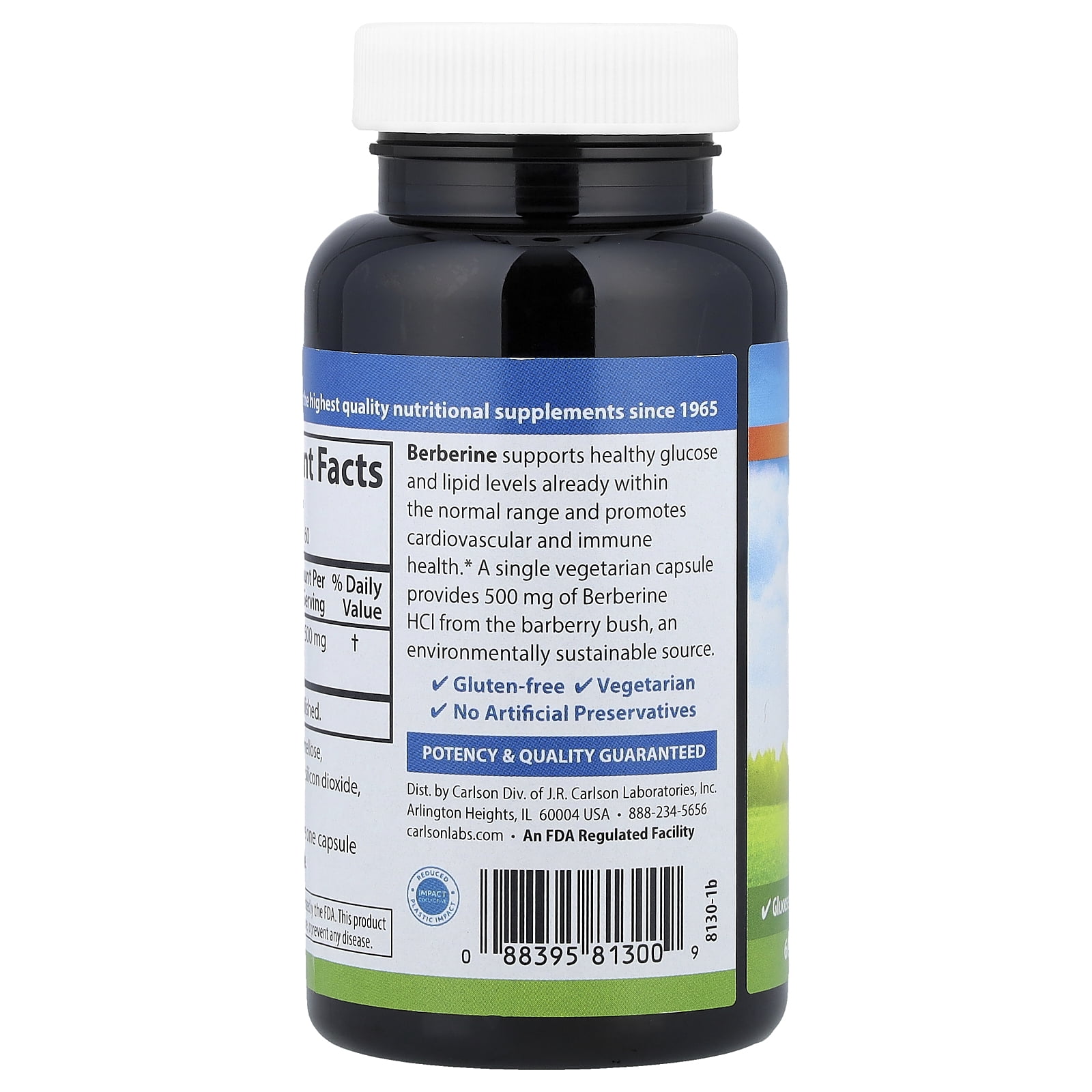 Carlson Berberine, 500 mg, 60 Vegetarian Capsules
