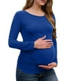 thumbnail image 2 of KIHOUT Maternity Clothes for Women Ladies Fashion Solid Color Long Sleeve Pregnant Ladies Casual Crew Neck Top, 2 of 7