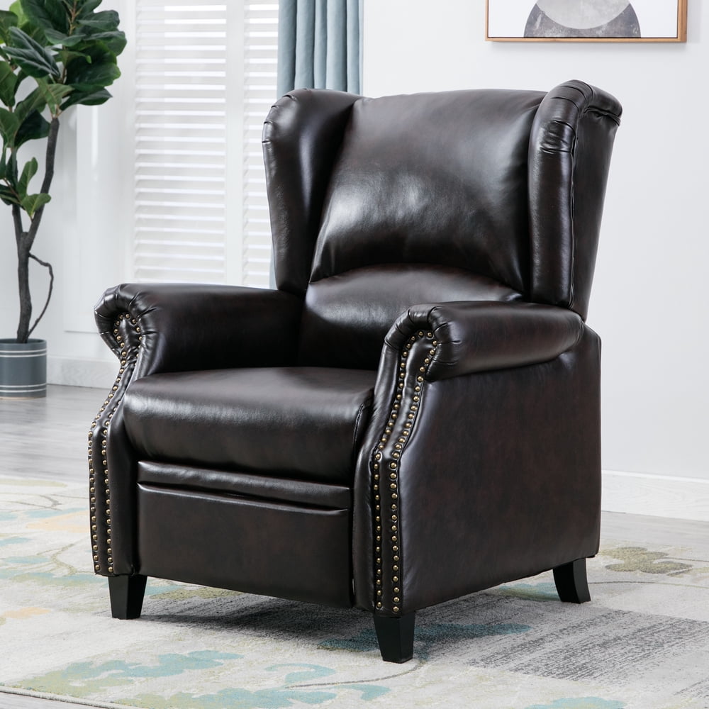 Push Back Recliner Chair, Wingback Accent Club Chair for Living Room