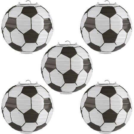 Naler 8 in Soccer Ball Paper Lantern Decoration Soccer Goal Birthday Party Decoration - Pack of 5