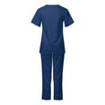 thumbnail image 4 of IROINNID Scrubs Sets for Women Medical Uniform Comfy Short Sleeve Tops and Pants with Pockets Two-Pieces,Dark Blue, 4 of 6