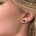 thumbnail image 3 of Gem Stone King 925 Silver Marquise Red Created Ruby and Blue Diamond Butterfly Earrings for Women (1.60 Cttw, Gemstone July Birthstone, Center Stone: 6X3MM, Small Stones: 3MM), 3 of 4