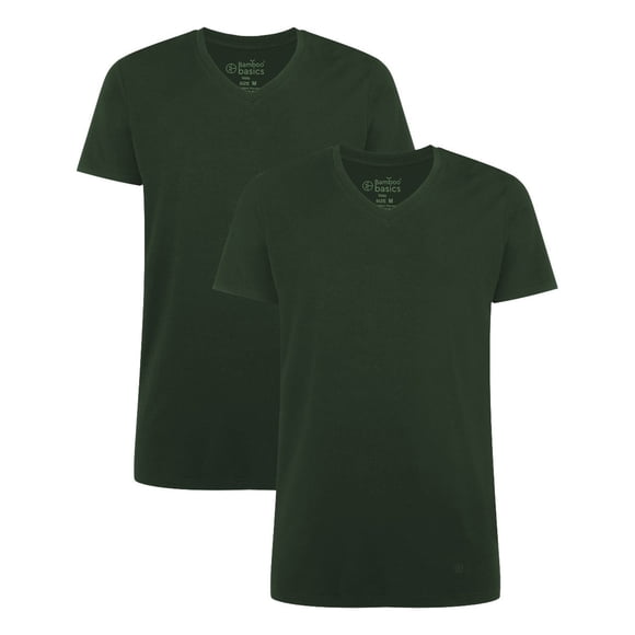 Bamboo basics Camiseta VELO, paquete de 2 - Camiseta interior, cuello en V, camiseta simple Verde M (Medium)