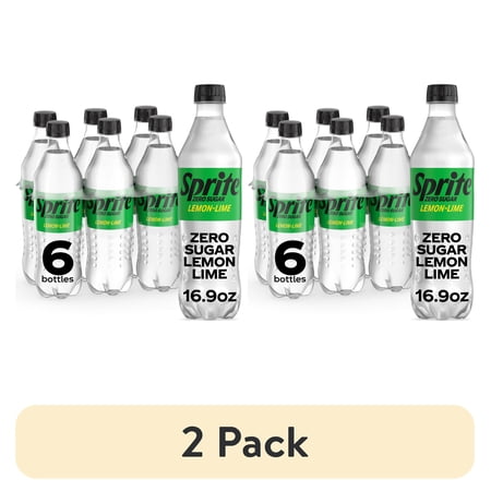 (2 pack) Sprite Zero Sugar Lemon-Lime Caffeine Free Soda Pop Bottles, 16.9 fl oz, 6 Pack