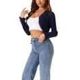 thumbnail image 4 of Inspire Chic Cárdigan Bolero Casual de Manga Larga de Punto Elegante Abierto para Mujeres Color Azul Oscuro Talla M, 4 of 5
