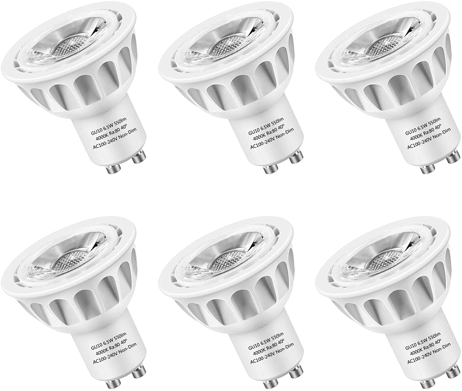 GU10 LED Bulbs 6W Cool White 50W Halogen Equivalent 120° Beam Multipack 
