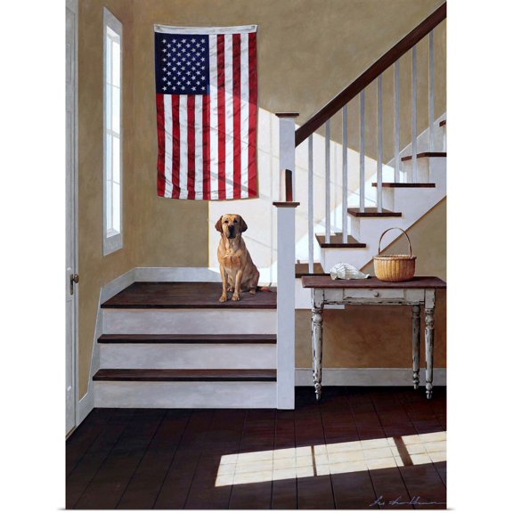 Great BIG Canvas | Rolled Zhen-Huan Lu Poster Print entitled Dog On Stairs