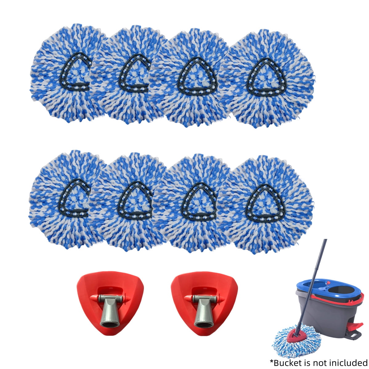 8 Packs Spin Mop Refill +2 Base Compatible with OCedar EasyWring