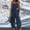 Navy, variant on PRINxy Women's Linen Blend 2 Piece Outfit, Adjustable Spaghetti Strap Camisole Loose Wide Leg Pants Casual Summer Beach Vacation Set Black XXL
