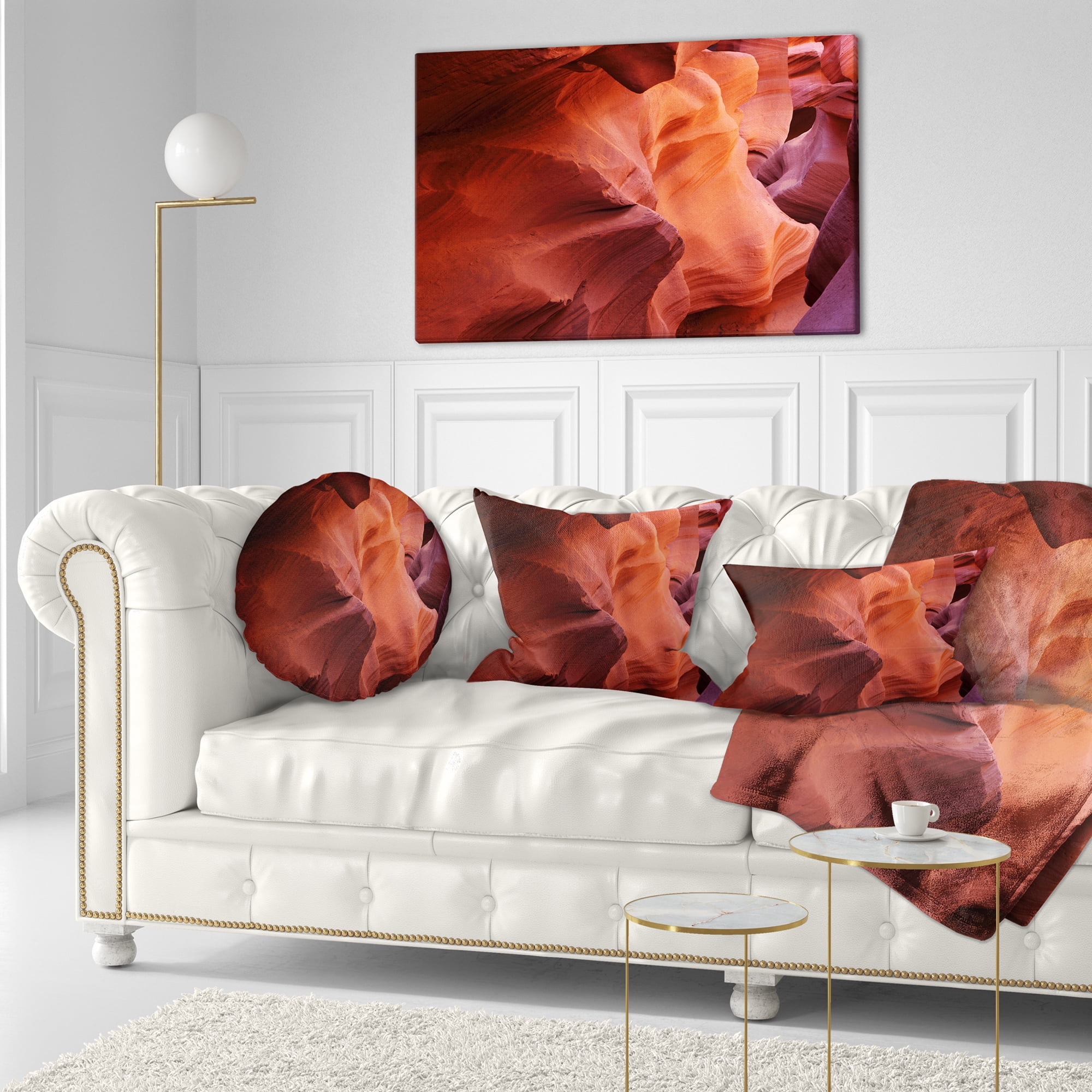Designart Antelope Canyon Magical Shades - Landscape Photography Throw Pillow - 12x20