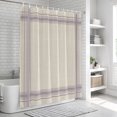thumbnail image 6 of Purple Grid Stripes Bathroom Shower Curtains with 12 Hooks Polyester Waterproof Shower Curtain for Stalls and Bathtubs Boho Minimalist Lines Texture Beige Decorative Bathroom Curtain 72x78 Inches, 6 of 9