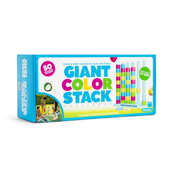 Giant Color Stack Challenge by What Do You Meme? Jumbo Outdoor Game for Kids and Adults, Easter Family Games Includes 50 Challenges and Stackable Rings