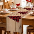 thumbnail image 6 of Christmas Tree Table Runner 72 Inches, Red Black Buffalo Plaid Brown Rustic Wooden Bed Runner Dresser Scarves Tabletop for Indoor Outdoor Parties/Ceremony/Banquet, 14" x 72", 6 of 8