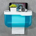 thumbnail image 3 of Caja de pañuelos de baño 2 en 1, soporte para teléfono y tableta, sin perforaciones, moderna, sólida, A++ Azul l, 3 of 8