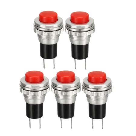 Uxcell 10mm Mounting Red Momentary Push Button Switch SPST NO 5 Pack