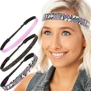 Hipsy Adjustable No Slip Skulls Headband Multi Gift 3-Packs for Women Girls & Teens (Pink/Black/Pink)