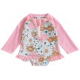 thumbnail image 1 of QJUHUNG Kid Baby Girls One Piece Swimsuit Long Sleeve Zipper Swimwear Ruffle Rashguard Bathing Suits Beachwear, 1 of 8